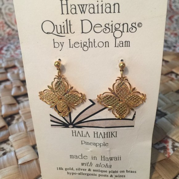 New Leighton Lam Hawaiian Earrings "Hala Hahiki" Pineapple - Picture 2 of 6